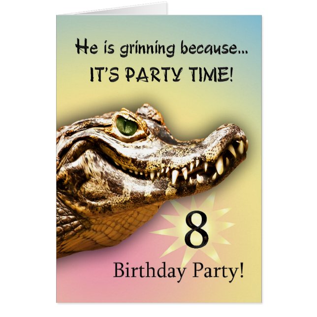 Smiling gator party invitation (Front)