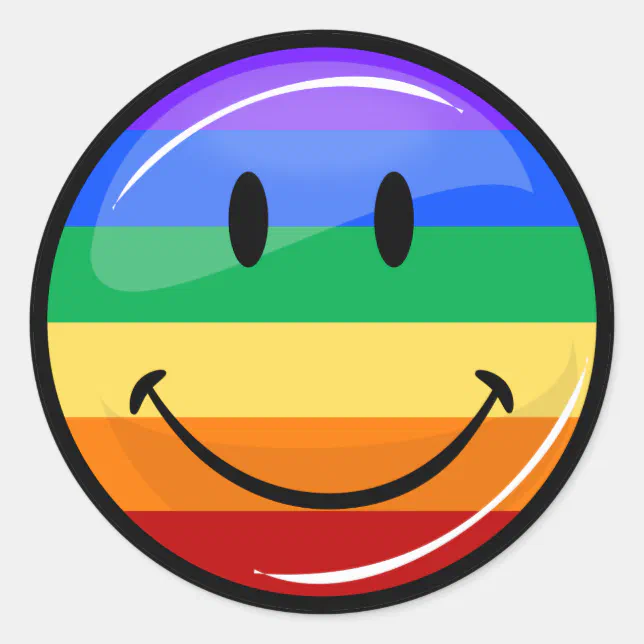 Smiling Gay LGBT Pride Rainbow Flag Classic Round Sticker | Zazzle