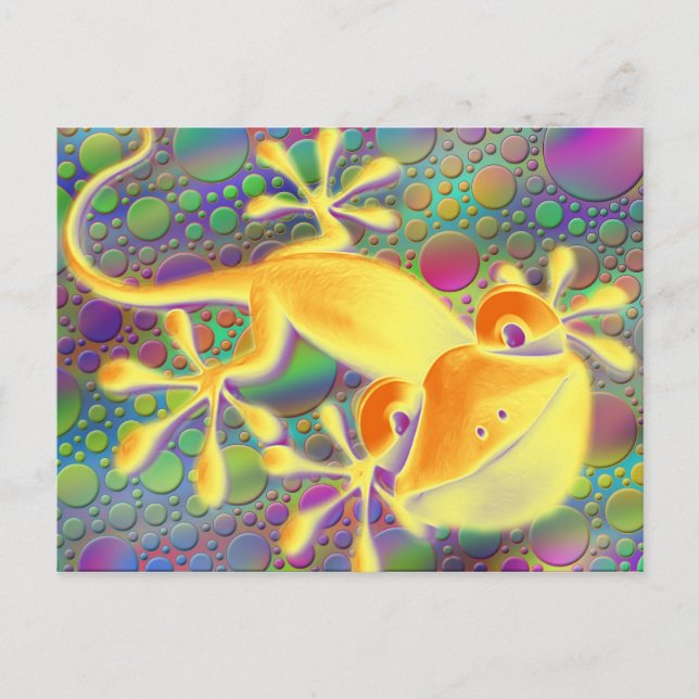 Smiling Gecko - coloured dots Postcard (Front)
