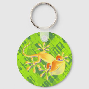 Smiling Gecko - green pattern Key Ring