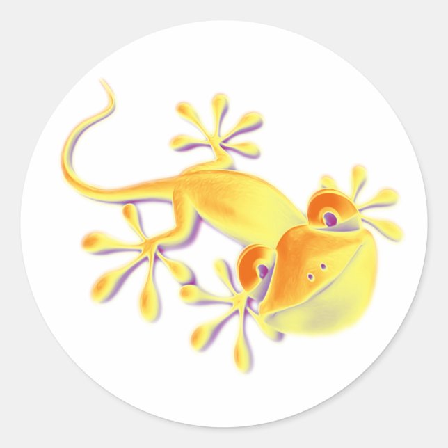 Smiling Gecko | make your own background Classic Round Sticker (Front)