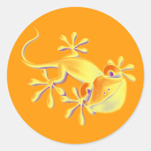 Smiling Gecko - orange Classic Round Sticker