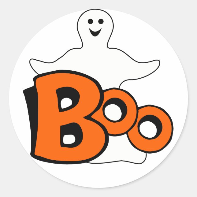 Smiling Ghost Boo Classic Round Sticker (Front)