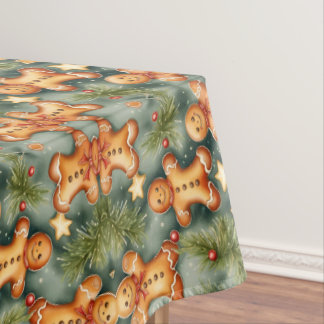 Smiling ginger breadman Christmas Pattern  Tablecloth