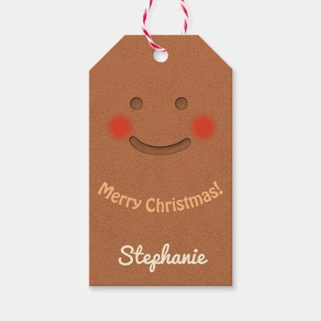 Smiling Gingerbread Cookie Gift Tags (Front)