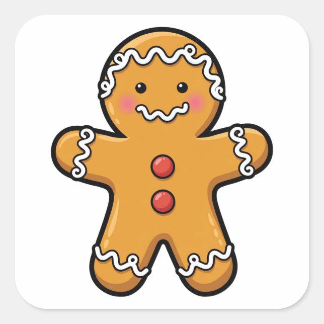 Smiling Gingerbread Man Sticker (Front)