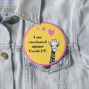 Smiling Giraffe I Am Vaccinated 10 Cm Round Badge