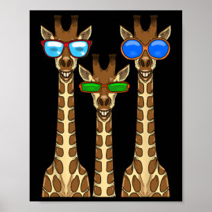 Smiling Giraffes Wearing Sungles Funny Animal Self Poster