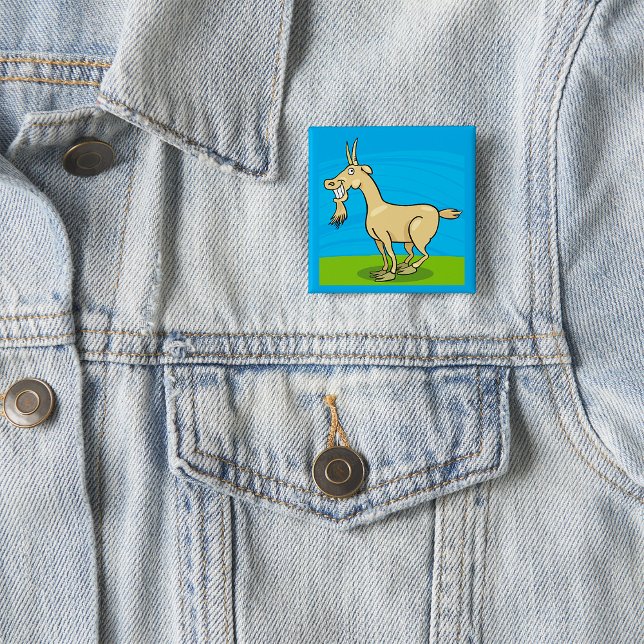 Smiling Goat Cartoon Farm Animal 15 Cm Square Badge (Creator Uploaded)