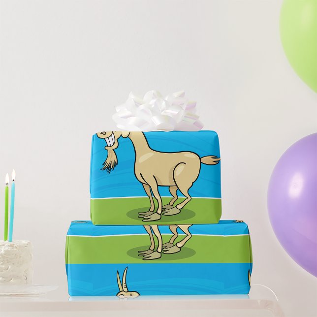 Smiling Goat Cartoon Farm Animal Wrapping Paper (Creator Uploaded)