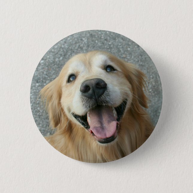 Smiling Golden Retriever 6 Cm Round Badge (Front)