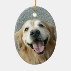 Smiling Golden Retriever Ceramic Ornament