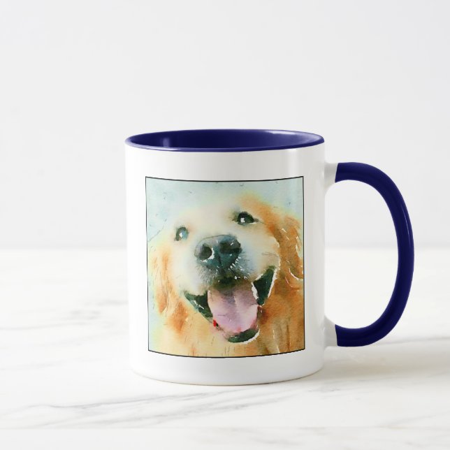 Smiling Golden Retriever in Watercolor Mug (Right)