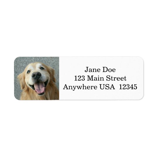 Smiling Golden Retriever Return Address Label