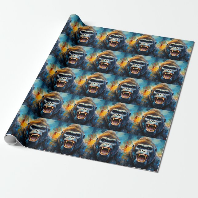 Smiling Gorilla  Wrapping Paper (Unrolled)