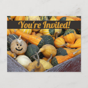 Smiling Gourd Harvest Party Invitation Postcard