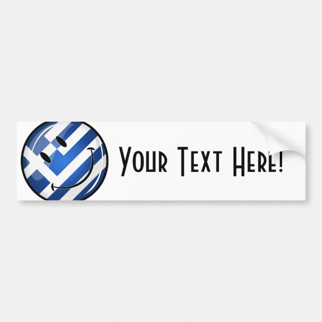 Smiling Greek Flag Bumper Sticker (Front)