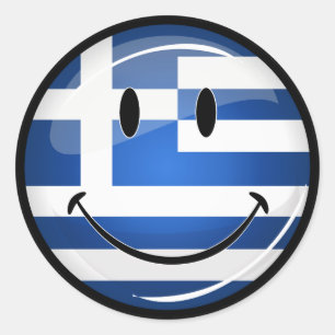 Smiling Greek Flag Classic Round Sticker