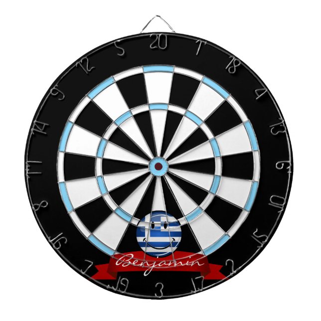 Smiling Greek Flag Dartboard (Front)