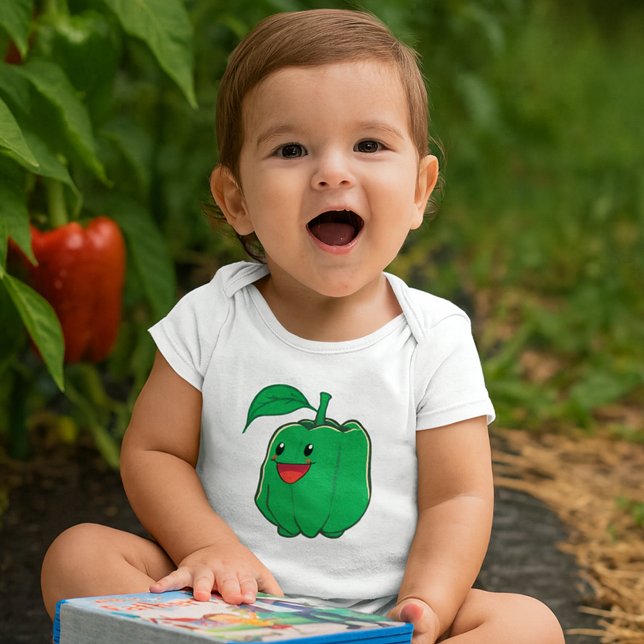 Smiling Green Bell Pepper Baby Bodysuit (Creator Uploaded)