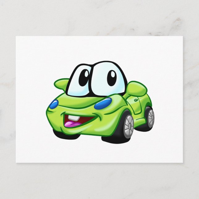 Smiling Green car cartoon - Choose background colo Postcard (Front)