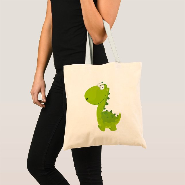 Smiling Green Dino Tote Bag (Creator Uploaded)