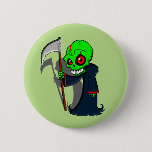 Smiling Grim Reaper Illustration Creepy Cool 6 Cm Round Badge