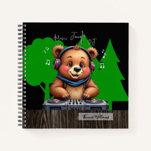 Smiling Grizzly Bear DJ, Happy Music Jungle Notebook