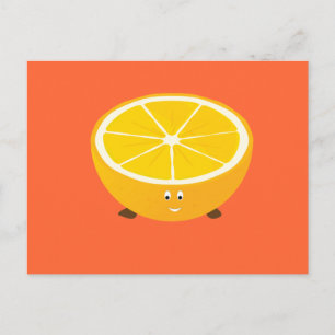 Smiling half orange character postcard