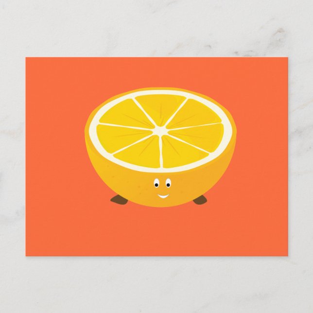 Smiling half orange character postcard (Front)