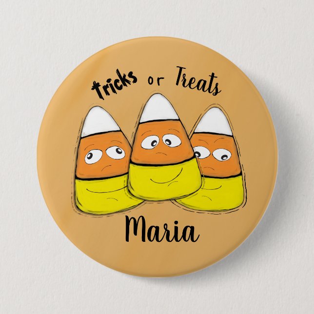 Smiling Halloween Corn Candy Button (Front)