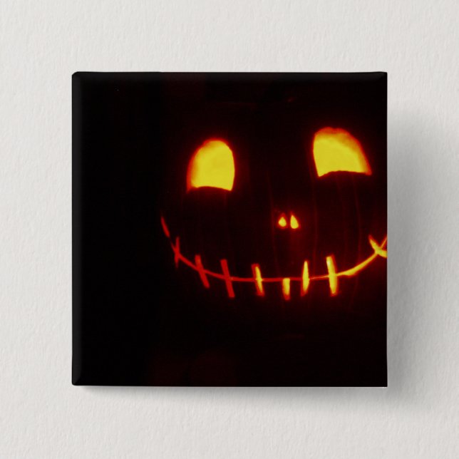 Smiling Halloween Jack-o-Lantern 15 Cm Square Badge (Front)
