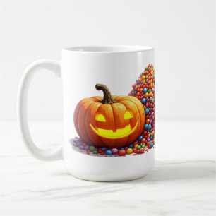 Smiling Halloween Pumpkin And Candy Collection Fun Coffee Mug