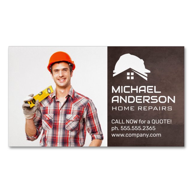 Smiling Handyman Magnetic Business Card (Front)