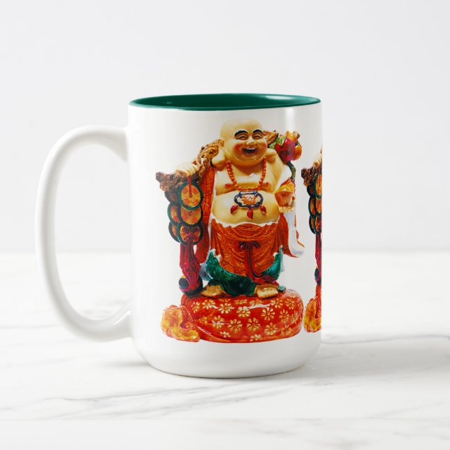 Smiling Happiness Buddha Two-Tone Coffee Mug (Left)