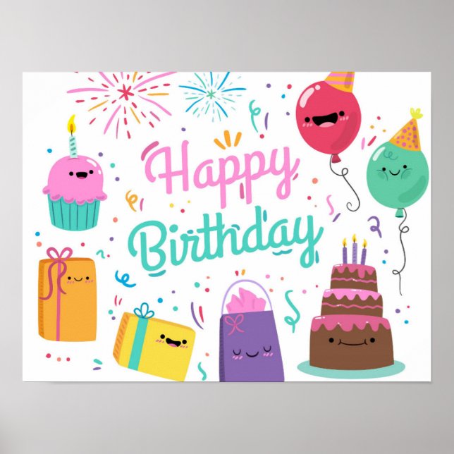 Smiling Happy Birthday Poster (Front)