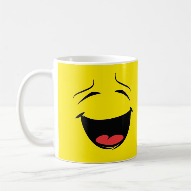 Smiling Happy Face Emoji Coffee Mug (Left)