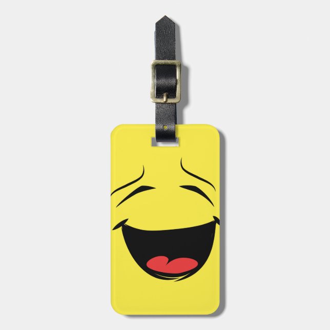 Smiling Happy Face Emoji Luggage Tag (Front Vertical)
