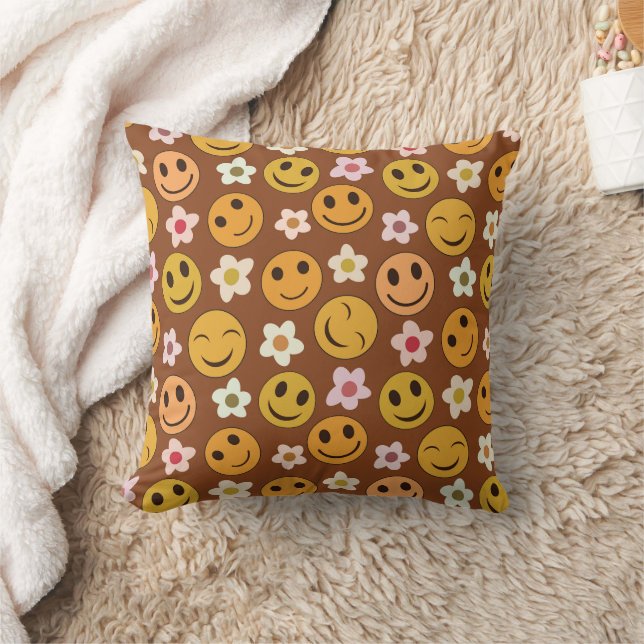 Smiling Happy Faces with Flowers Nursery  Cushion (Blanket)