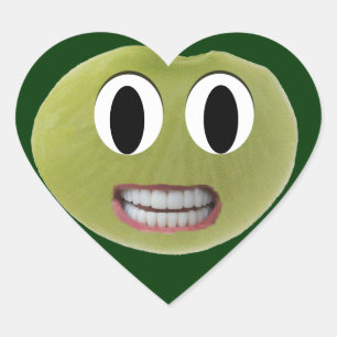 Smiling Happy Lima Bean Heart Stickers