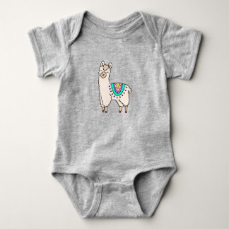 smiling happy llama alpaca cartoon animal drawing baby bodysuit
