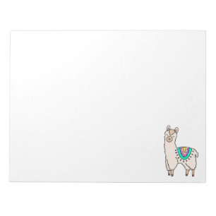 smiling happy llama alpaca cartoon animal drawing notepad
