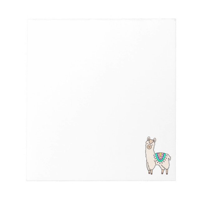 smiling happy llama alpaca cartoon animal drawing  notepad (Front)