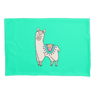 smiling happy llama alpaca cartoon animal drawing  pillowcase