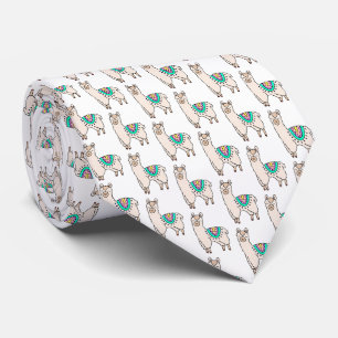 smiling happy llama alpaca cartoon animal drawing tie