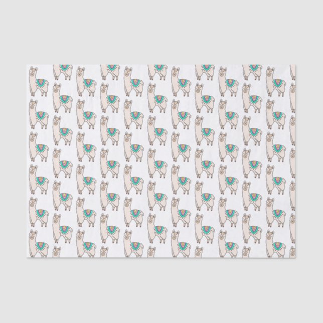 smiling happy llama alpaca cartoon animal drawing  tissue paper (Front)