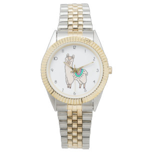 smiling happy llama alpaca cartoon animal drawing watch
