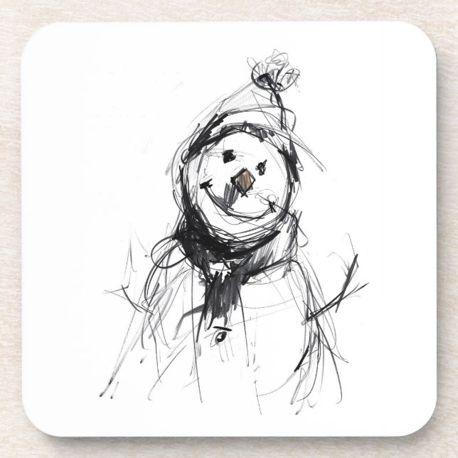 Smiling Happy Snowman Coaster (Front)