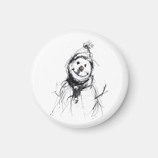 Smiling Happy Snowman Magnet (Front)