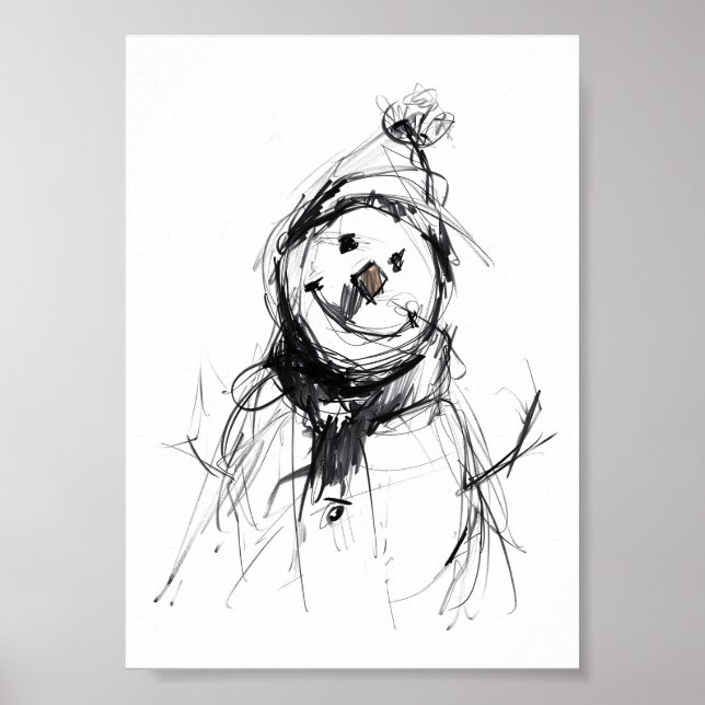 Smiling Happy Snowman Poster (Front)